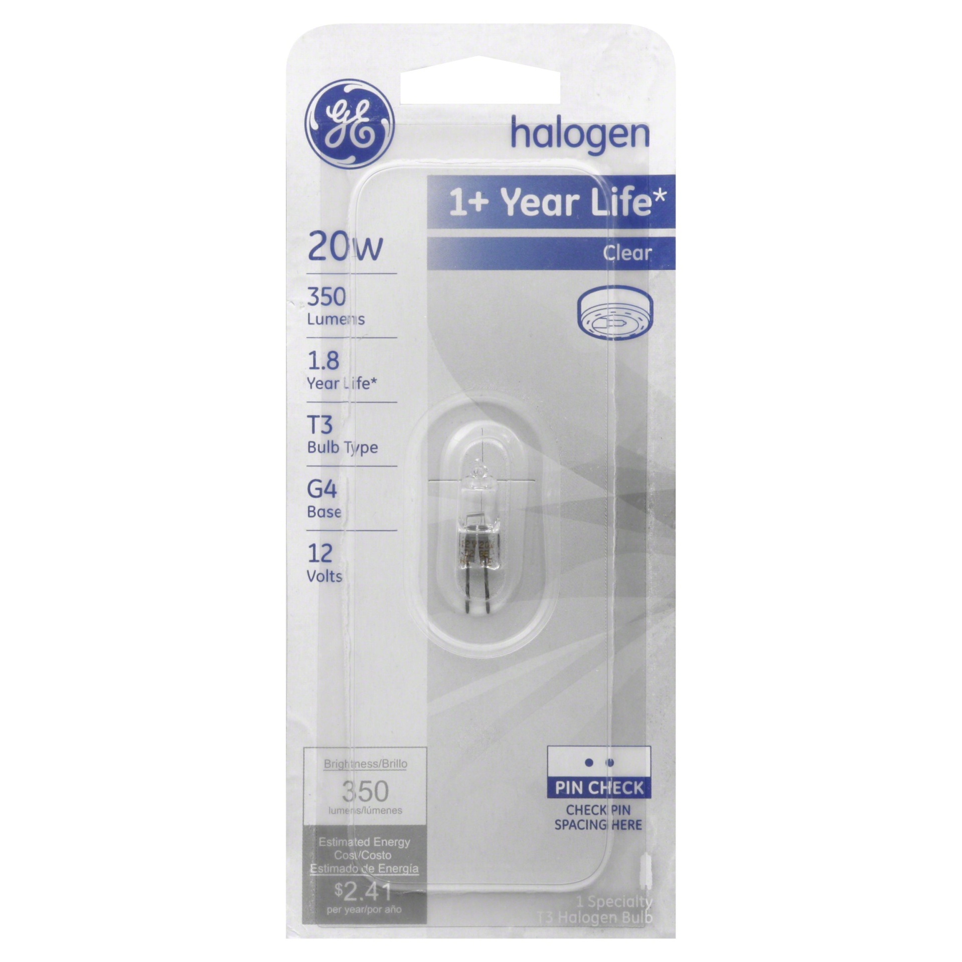 slide 1 of 6, GE 20W Edison Halogen T3 Light Bulb, 1 ct