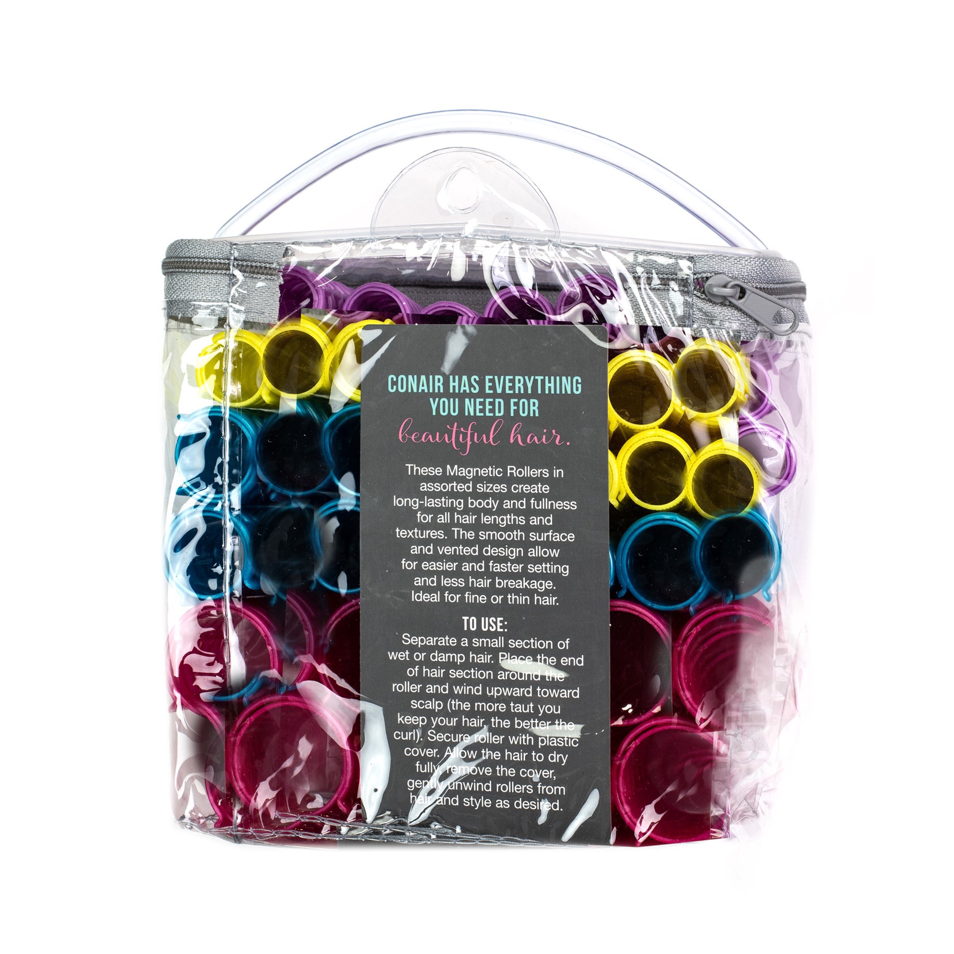 slide 3 of 3, Conair Magnetic Rollers, Body & Fullness, Multiple Sizes, 36 ct