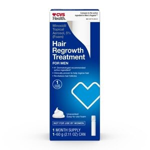 slide 1 of 1, CVS Health Men's 5% Minoxidil Foam Treatment For Hair Regrowth, 1 Month Supply, 1 ct