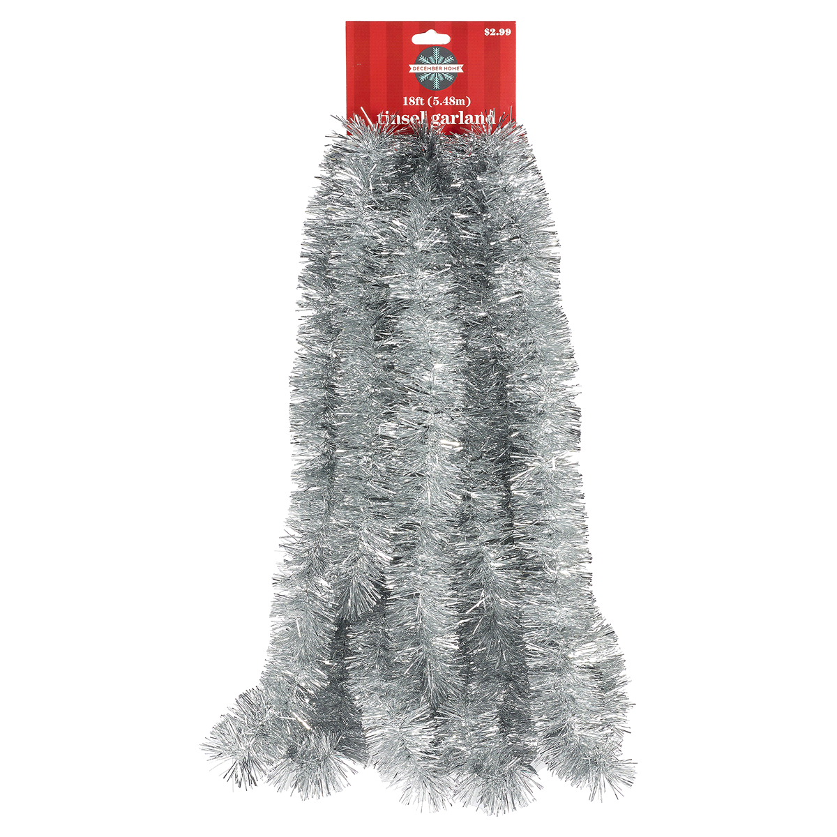 slide 1 of 1, December Home 18' Soft & Silky Silver Garland, 1 ct