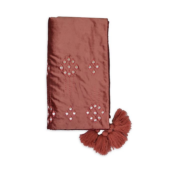 slide 1 of 1, Global Caravan Mirror-Embroidered Bed Runner - Rust, 1 ct