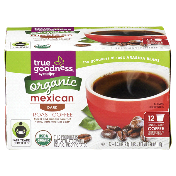 slide 1 of 1, True Goodness Organic K-Cup Mexican Dark Roast Coffee, 12 ct