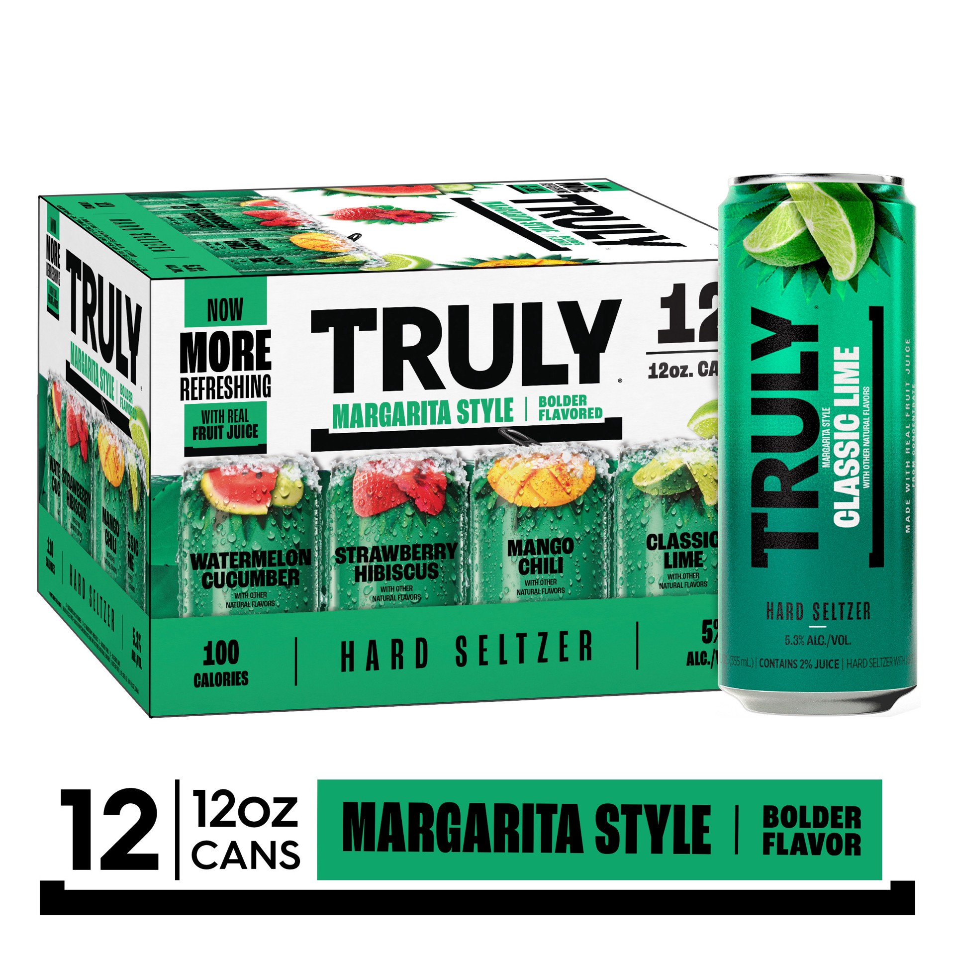 slide 1 of 13, TRULY Hard Seltzer Margarita Style Variety Mix Pack (12 fl. oz. Can, 12pk.), 12 fl oz