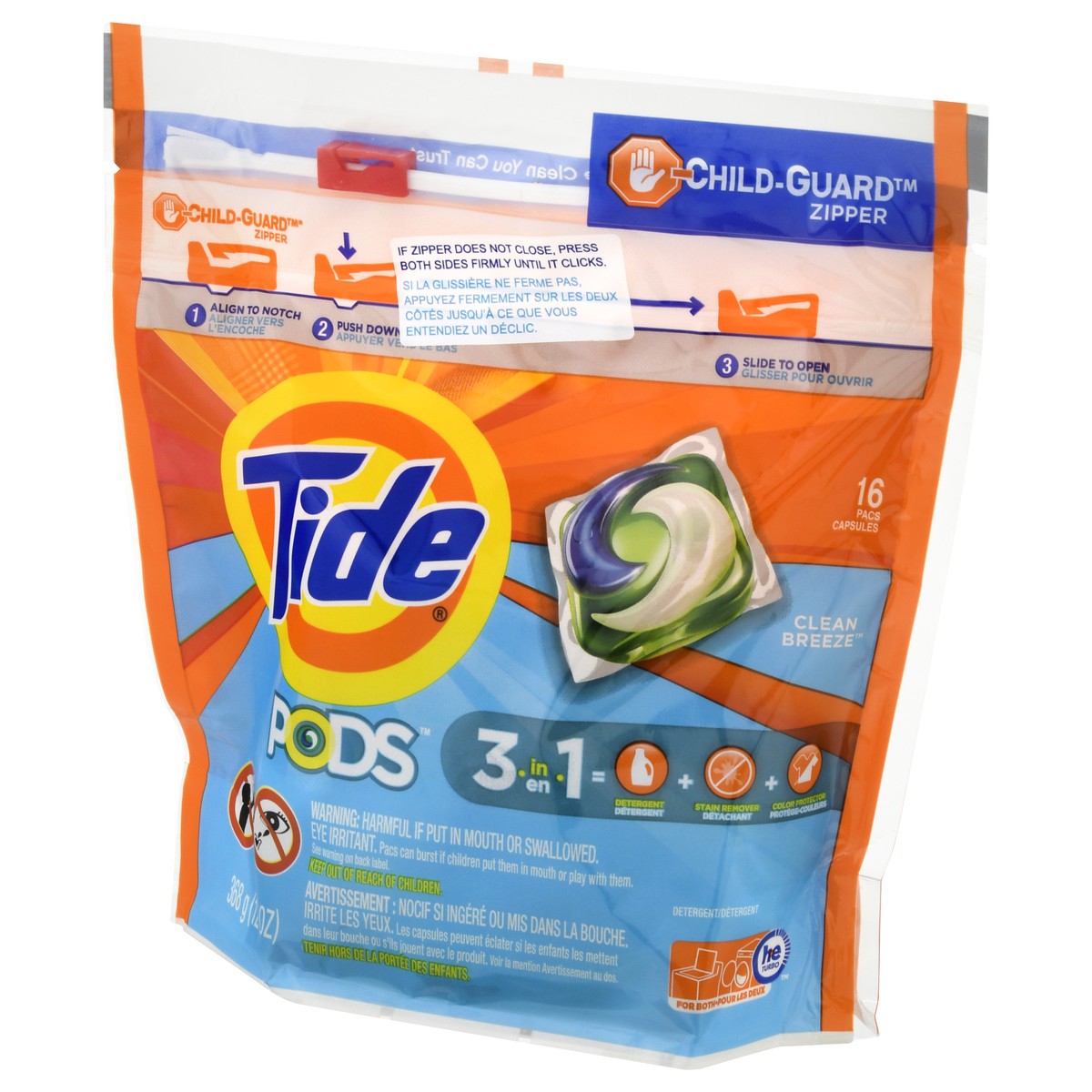 slide 3 of 9, Tide Pacs Clean Breeze Detergent 16 ea, 16 ct