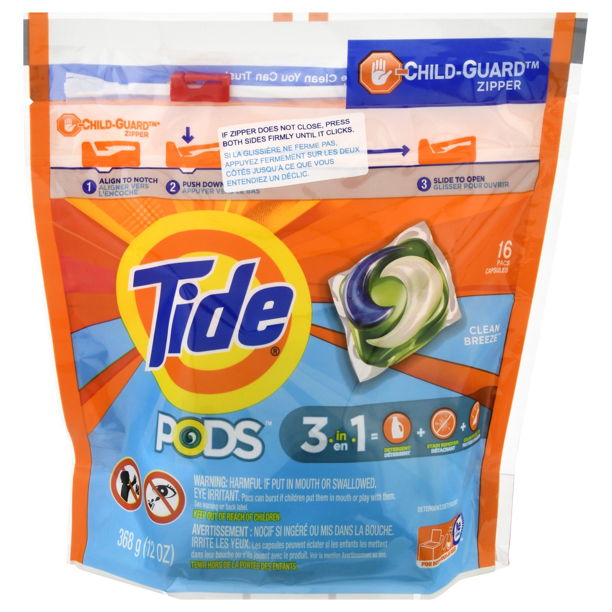 slide 1 of 9, Tide Pacs Clean Breeze Detergent 16 ea, 16 ct