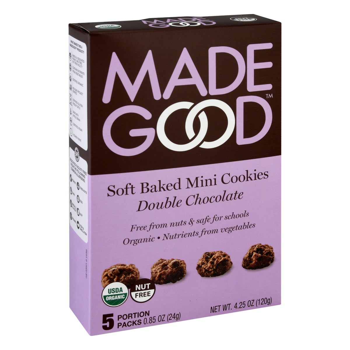 slide 2 of 10, MadeGood Double Chocolate Soft Baked Mini Cookies 5pk, 6 ct