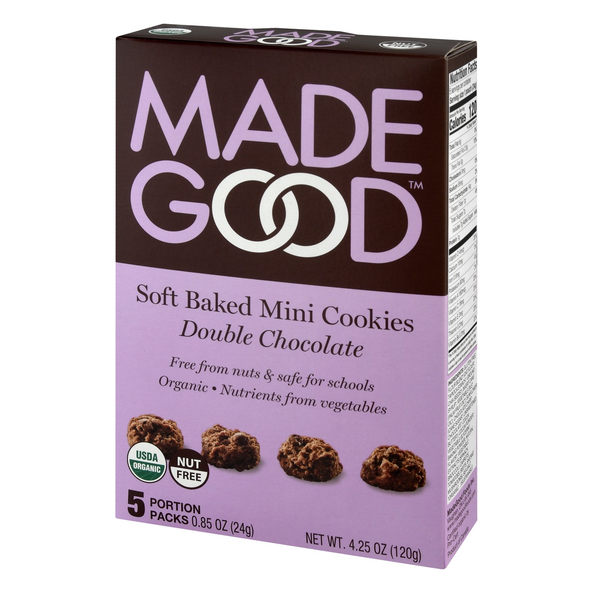 slide 3 of 10, MadeGood Soft Baked Double Chocolate Mini Cookies 5 - 0.85 oz Packs, 5 ct