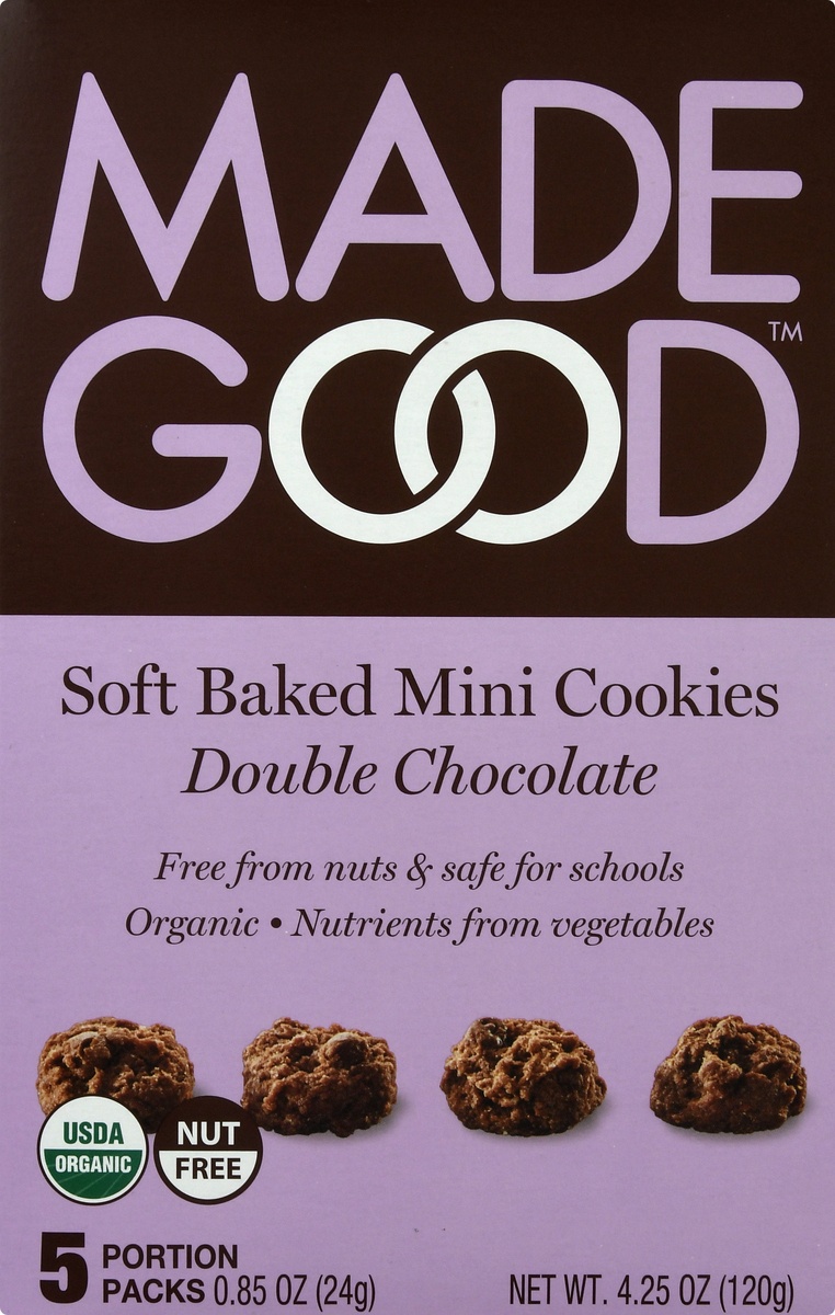 slide 9 of 10, MadeGood Soft Baked Double Chocolate Mini Cookies 5 - 0.85 oz Packs, 5 ct