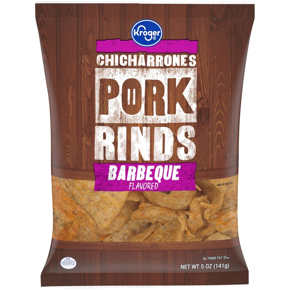 slide 1 of 1, Kroger Barbecue Pork Rinds, 5 oz