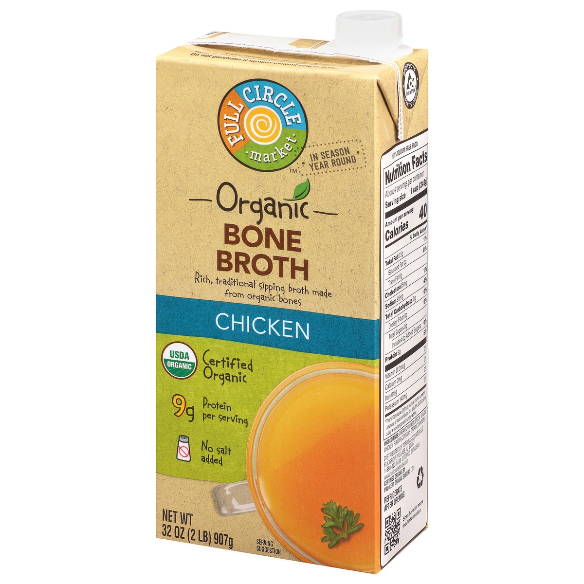 slide 3 of 9, Full Circle Market Organic Chicken Bone Broth 32 oz, 32 oz