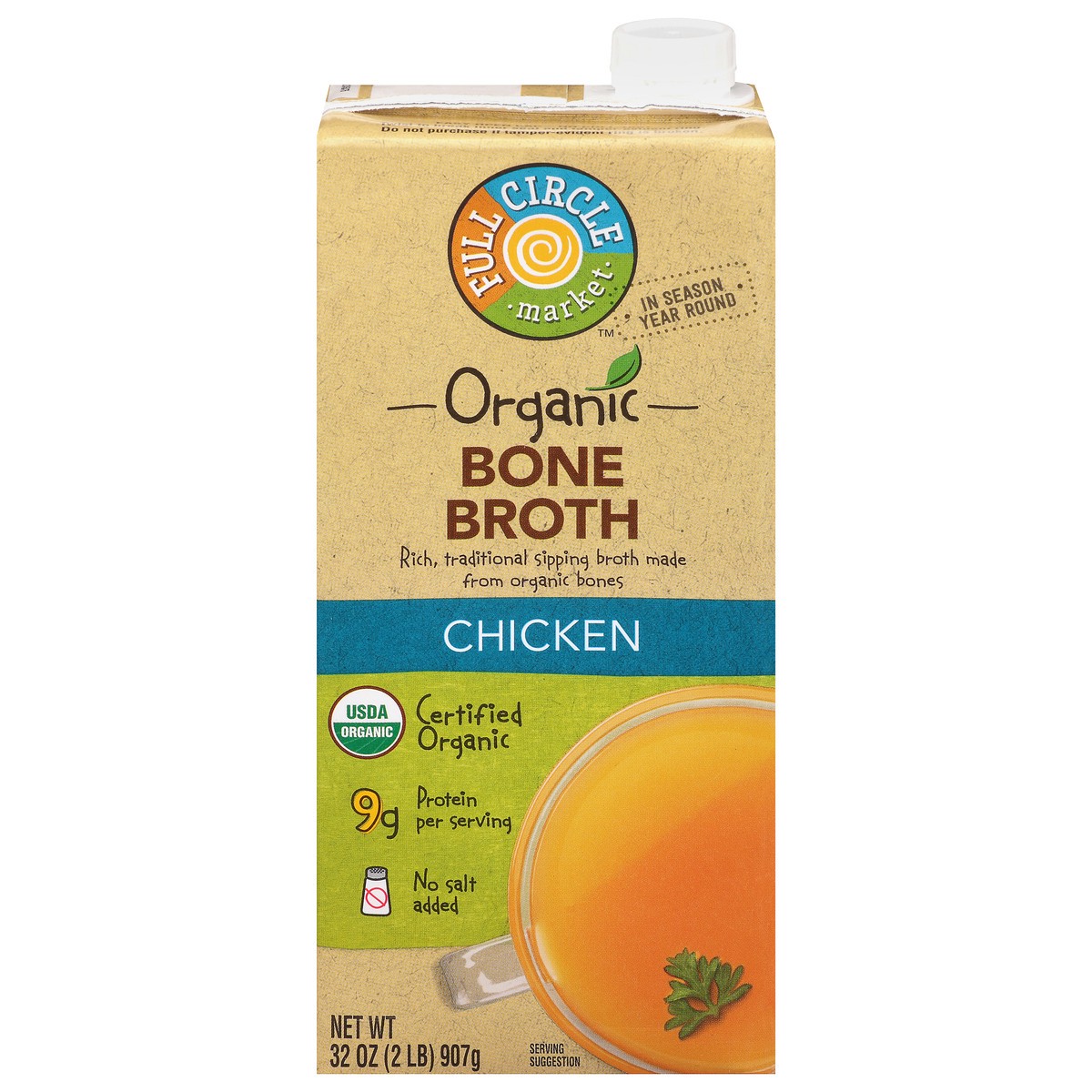 slide 1 of 9, Full Circle Market Organic Chicken Bone Broth 32 oz, 32 oz