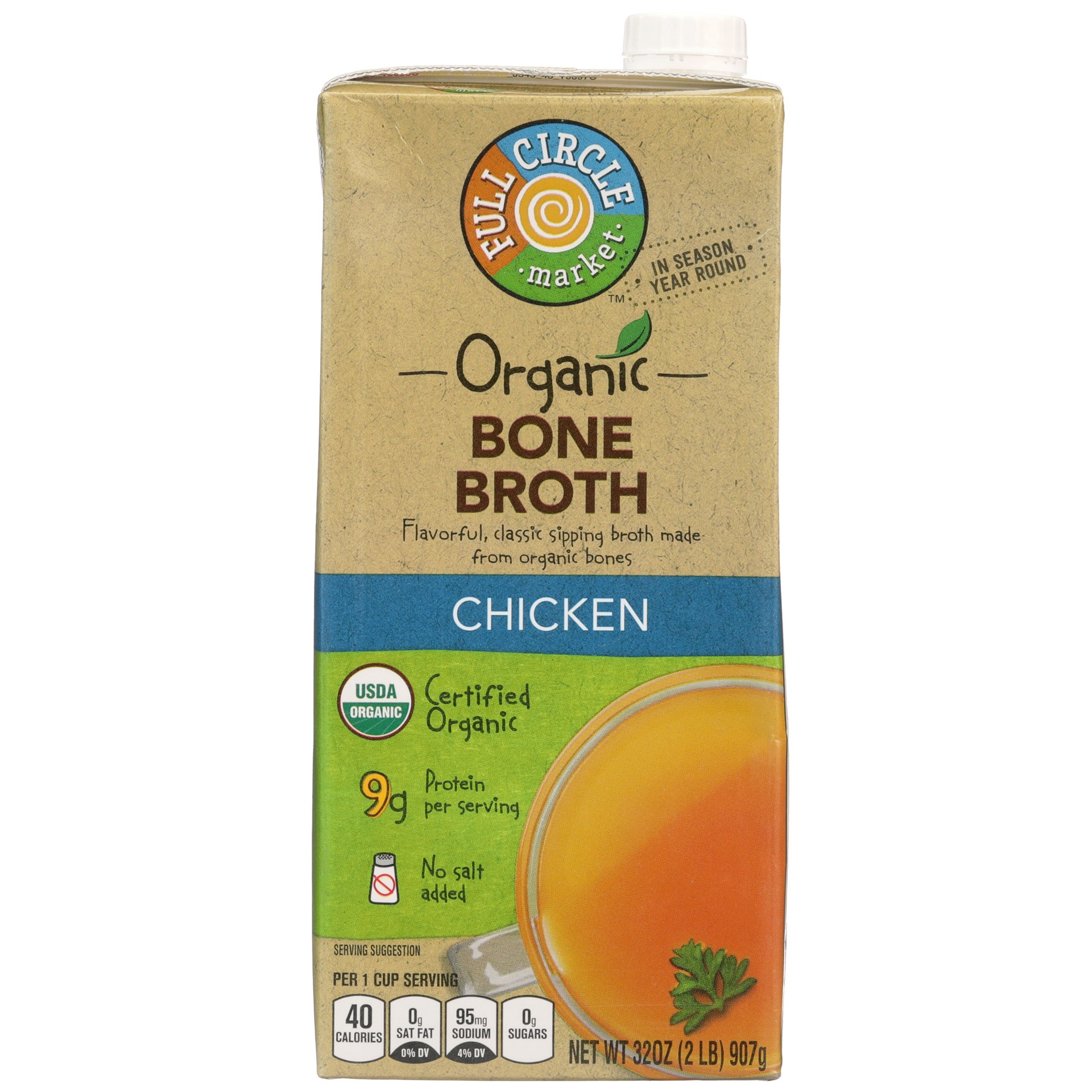 slide 1 of 6, Full Circle Market Organic Chicken Bone Broth - 32 oz, 32 oz