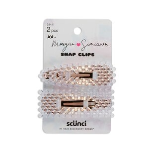 slide 1 of 1, Morgan Simianer Xo Scunci Clear Beaded Snap Clips, 2Ct, 2 ct