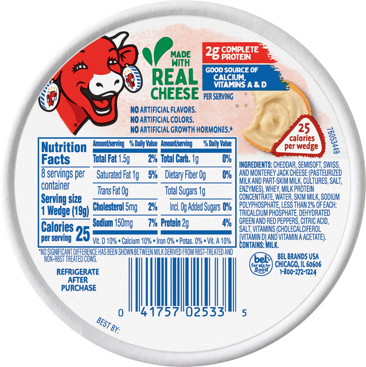 slide 3 of 3, The Laughing Cow Creamy Spicy Pepper Jack Spreadable Cheese Wedges, 8 pack (5.4 oz), 8 ct