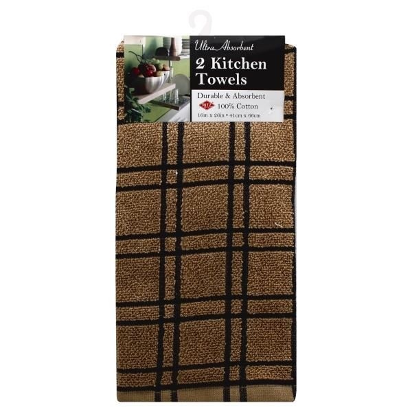 slide 1 of 1, Ritz Kitchen Towels, Ultra Absorbent, Multi Check Black, 2 ct