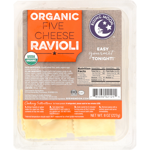 slide 1 of 1, Rising Moon Five Cheese Ravioli, 8 oz