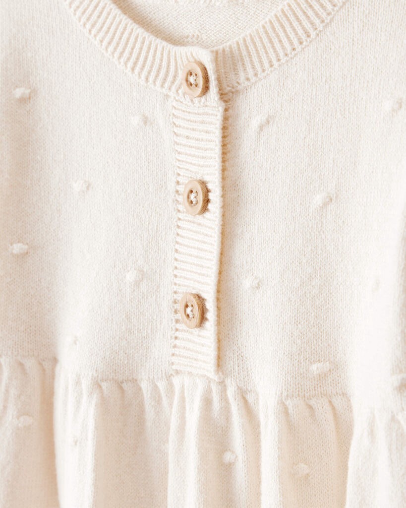 slide 3 of 3, Carter's Baby Girl Cotton Long-Sleeve Jumpsuit - White Ivory 18M, 1 ct