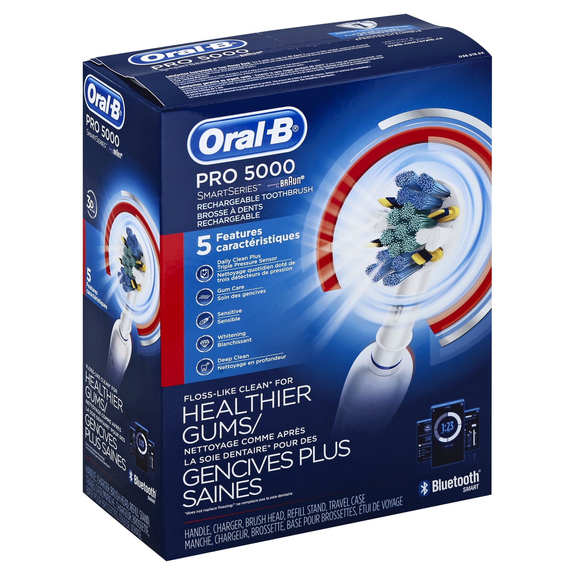 slide 1 of 5, Oral-B 5000 SmartSeries Electric Toothbrush White Powered by Braun, 1 ct