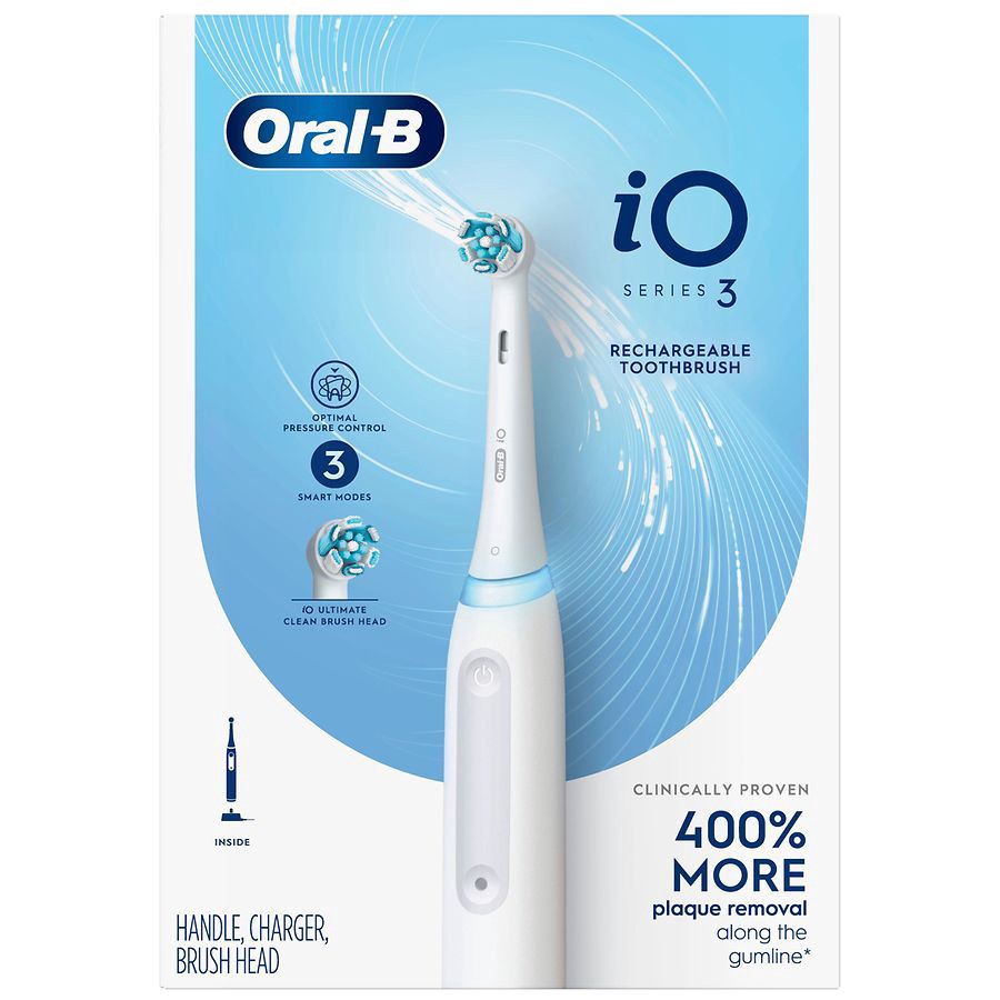 slide 2 of 5, Oral-B iO Series 3 Electric Toothbrush with (1) Brush Head, Rechargeable, White, 1 ct