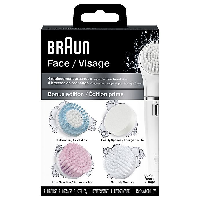 slide 3 of 3, Braun SE80-M Face Brush and Sponge Refills - White, 4 ct