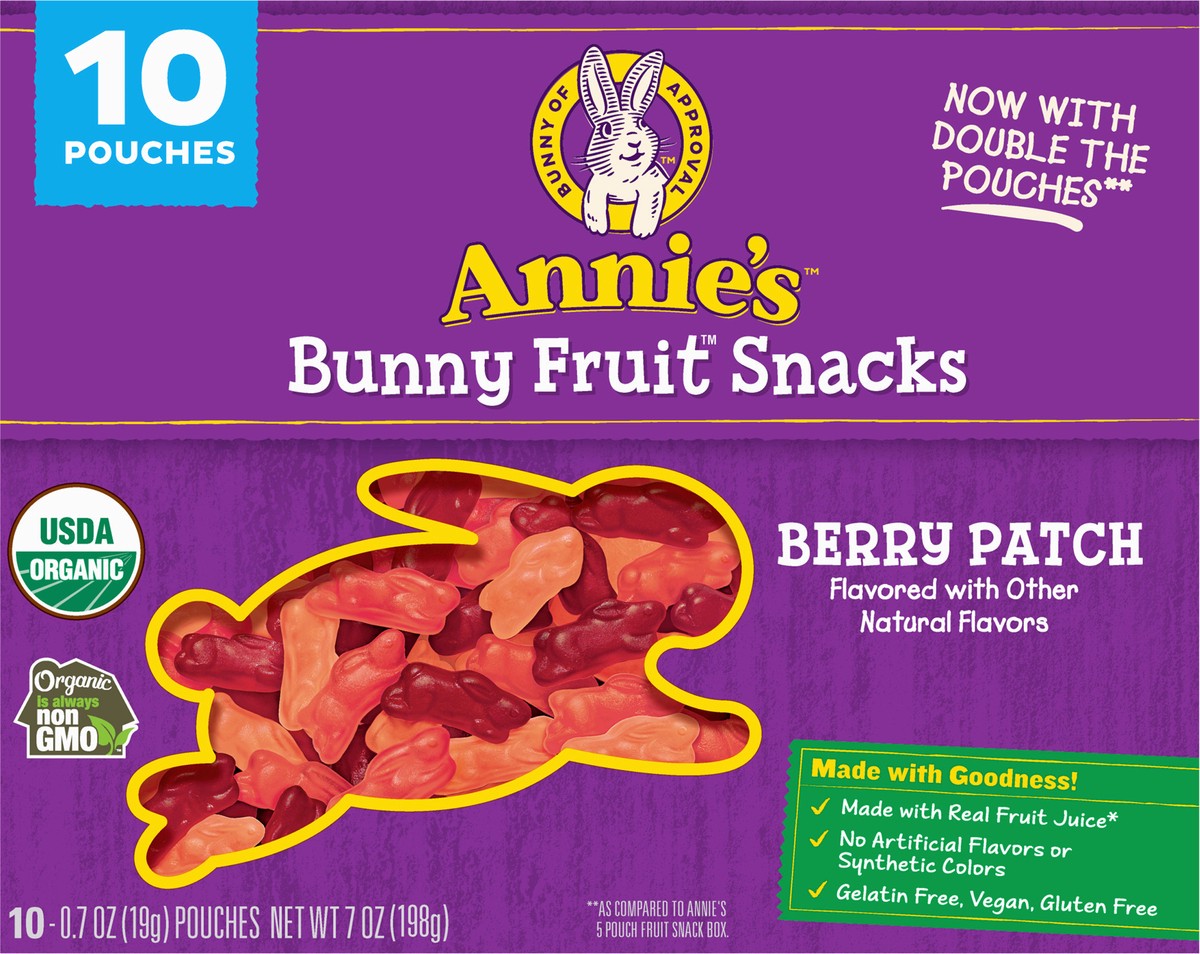 slide 7 of 9, Annie's Organic Berry Patch Bunny Fruit Flavored Snacks, 10 ct