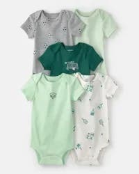 Carter's Baby 5-Pack Sports Multipack Bodysuits - Green/White - 18M