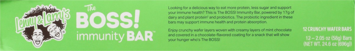 slide 12 of 14, Lenny & Larry's The Boss! Immunity Bar Crunchy Chocolate Mint Brownie Wafer Bars 12 - 2.05 oz Bars, 12 ct