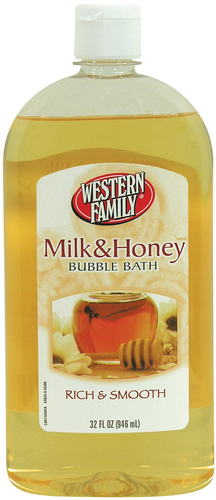 slide 1 of 1, Western Family Milk And Honey Bubble Bath, 32 oz