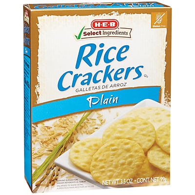 slide 1 of 1, H-E-B Plain Rice Crackers, 3.5 oz