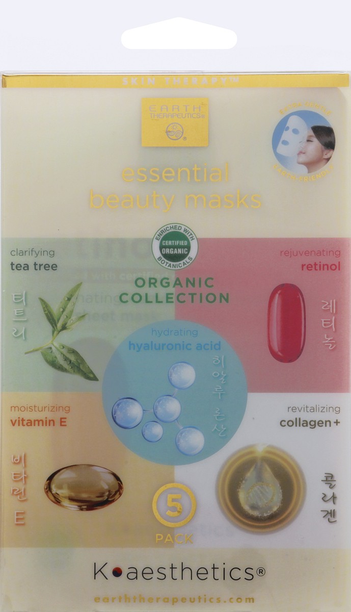 slide 2 of 9, Earth Therapeutics 5 Pack Organic Collection Essential Beauty Masks 1 ea, 1 ct