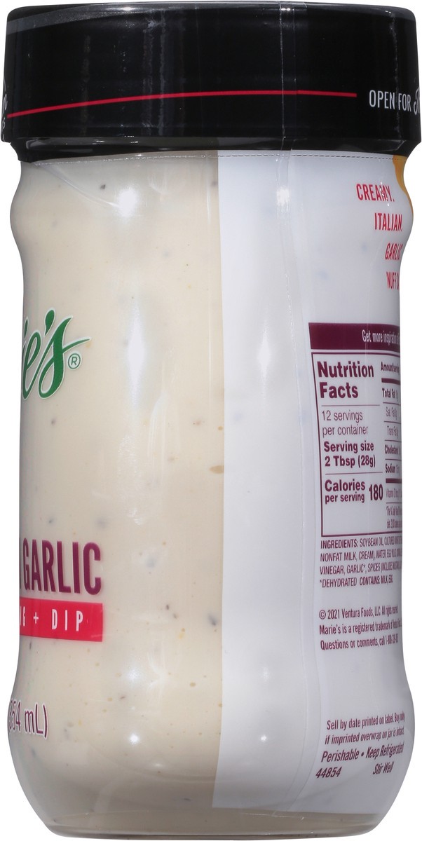 slide 8 of 9, Marie's Creamy Italian Garlic Dressing + Dip 12 fl oz, 12 oz