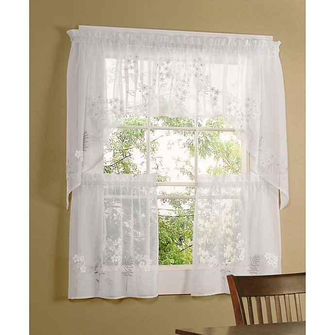 slide 1 of 1, Commonwealth Home Fashions Hydrangea Kitchen Window Swag Valance - White, 1 ct