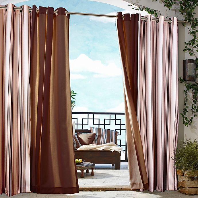 slide 1 of 1, Commonwealth Home Fashions Gazebo Striped Outdoor Curtain - Khaki, 84 in