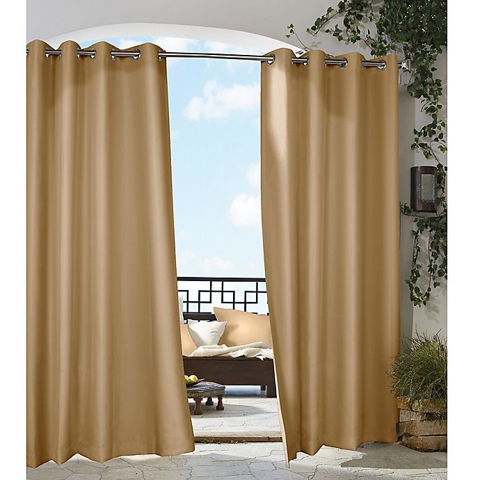 slide 1 of 1, Commonwealth Home Fashions Gazebo Grommet Indoor/Outdoor Window Curtain Panel - Khaki, 108 in