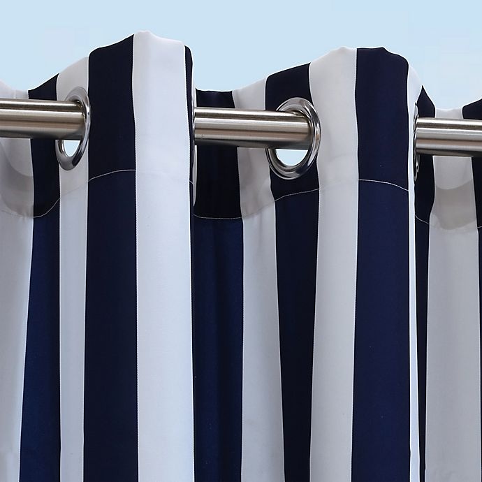 slide 3 of 4, Commonwealth Home Fashions Coastal Stripe Indoor/Outdoor Window Curtain Panel - Navy, 108 in