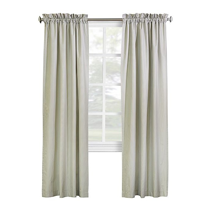 slide 4 of 6, Commonwealth Home Fashions Ticking Stripe 84-Inch Window Curtain - Sage, 2 ct; 84 in