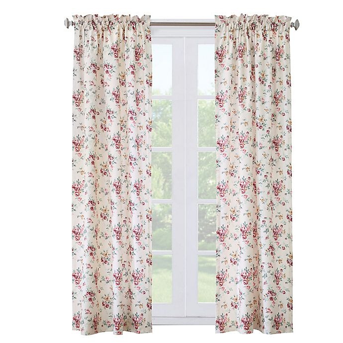 slide 2 of 5, Commonwealth Home Fashions Cabbage Rose 95-Inch Rod Pocket Insulated Window Curtain - Burgundy, 2 ct