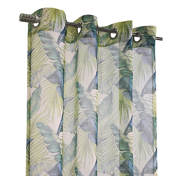 slide 3 of 5, Commonwealth Home Fashions Bonaire Botanical Grommet Outdoor Curtain Panel - Green, 84 in