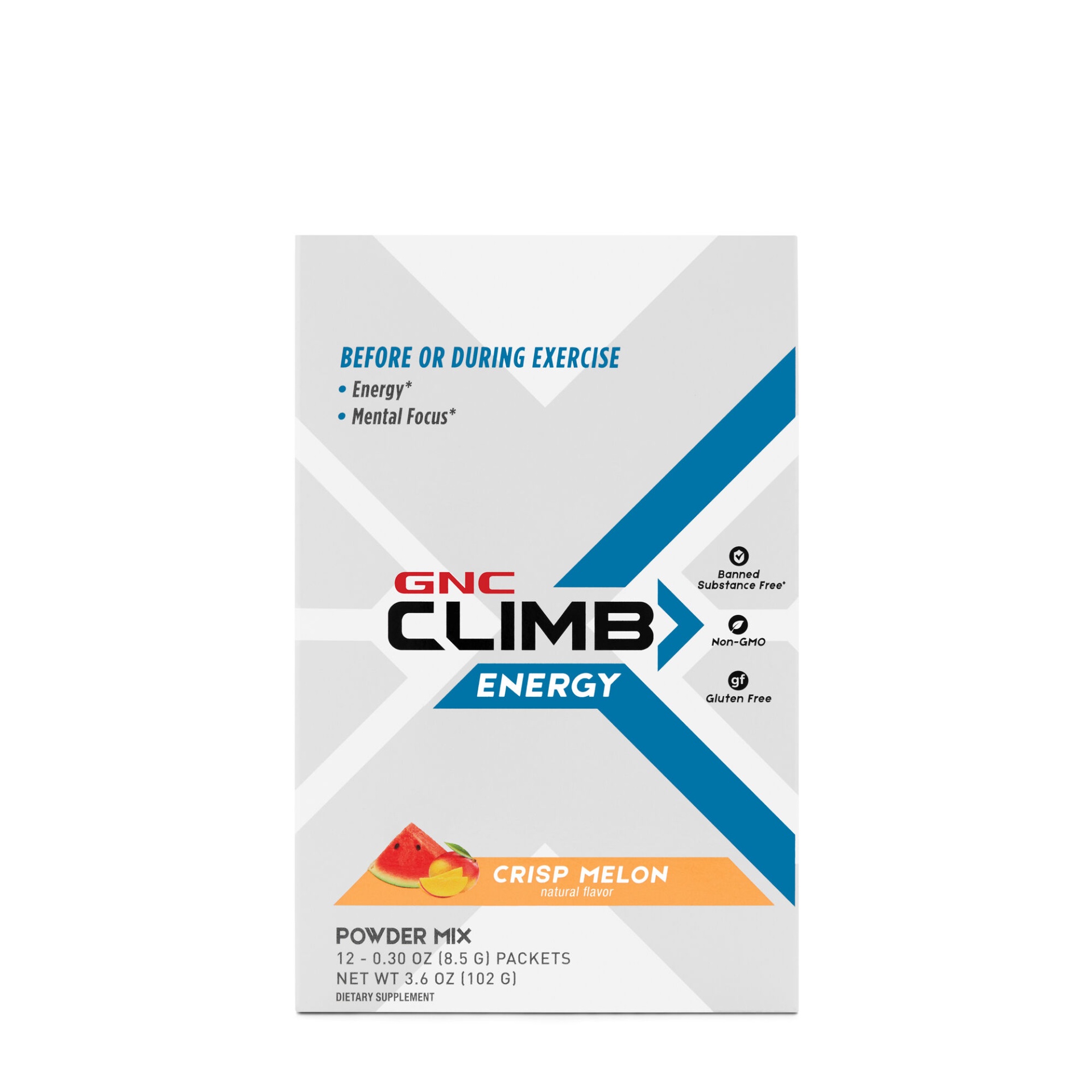 slide 1 of 1, GNC Climb Energy Packet - Crisp Melon, 12 ct