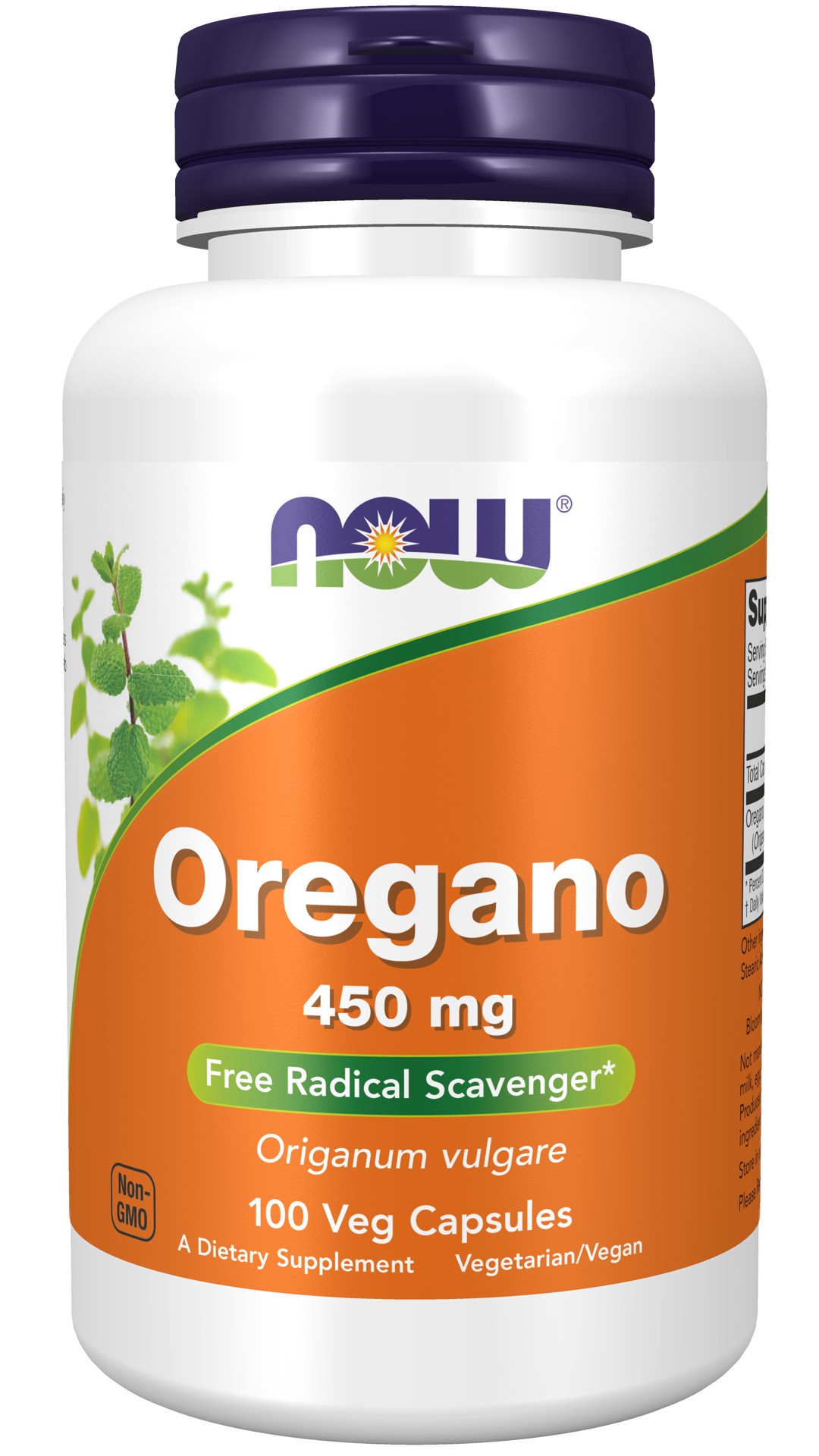 slide 1 of 4, NOW Supplements Oregano 450 mg - 100 Veg Capsules, 100 ct