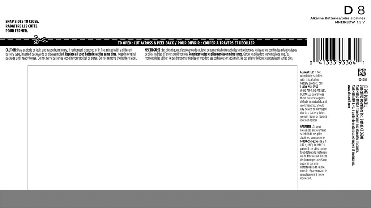 slide 3 of 3, Duracell Coppertop D Alkaline Batteries, 8/Pack, 8 ct