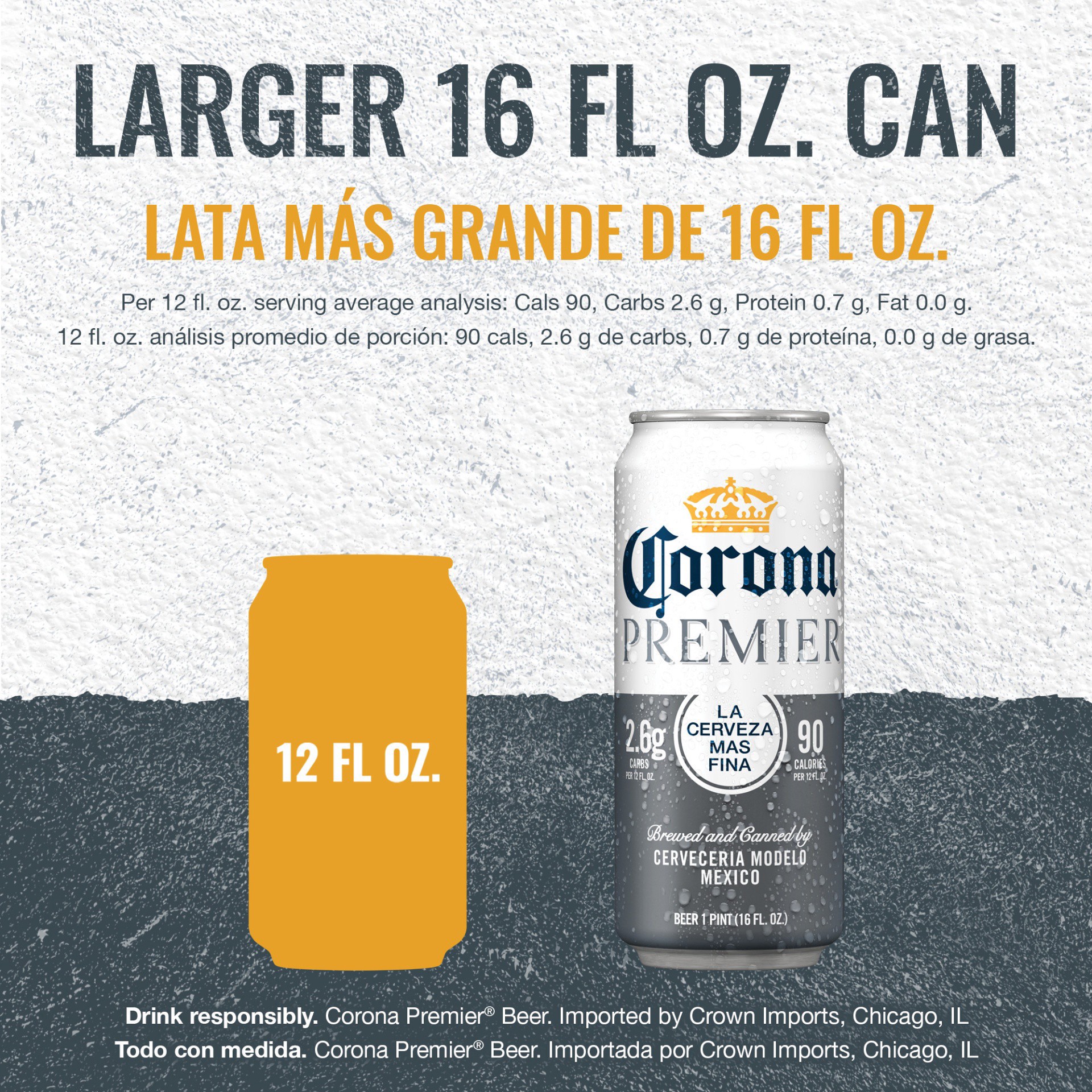 slide 5 of 6, Corona Premier Mexican Lager Import Light Beer, 16 fl oz Can, 4.0% ABV, 16 fl oz