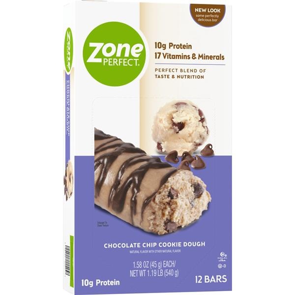 Zone Perfect Chocolate Chip Cookie Dough Nutrition Bars 12 ct Shipt