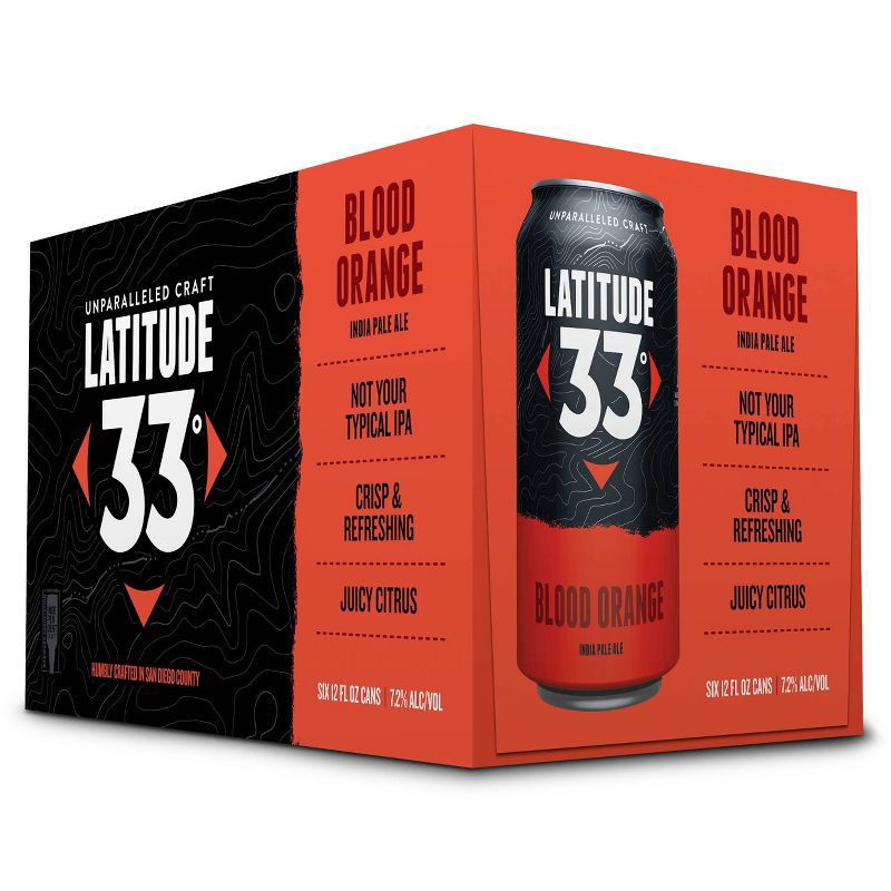 slide 1 of 1, Latitude 33 Blood Orange IPA Beer - 6pk/12 fl oz Cans, 6 ct; 12 fl oz