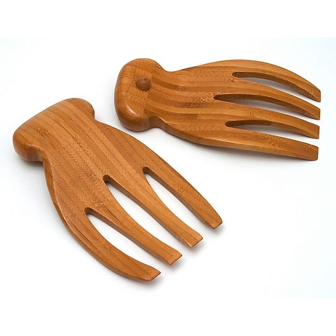 slide 3 of 3, Lipper International Acacia Wood Wave Bowl and Salad Hand Set, 3 ct