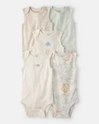 Carter's Baby 5-Pack Sleeveless Multipack Animal Bodysuits - Cream - 24M