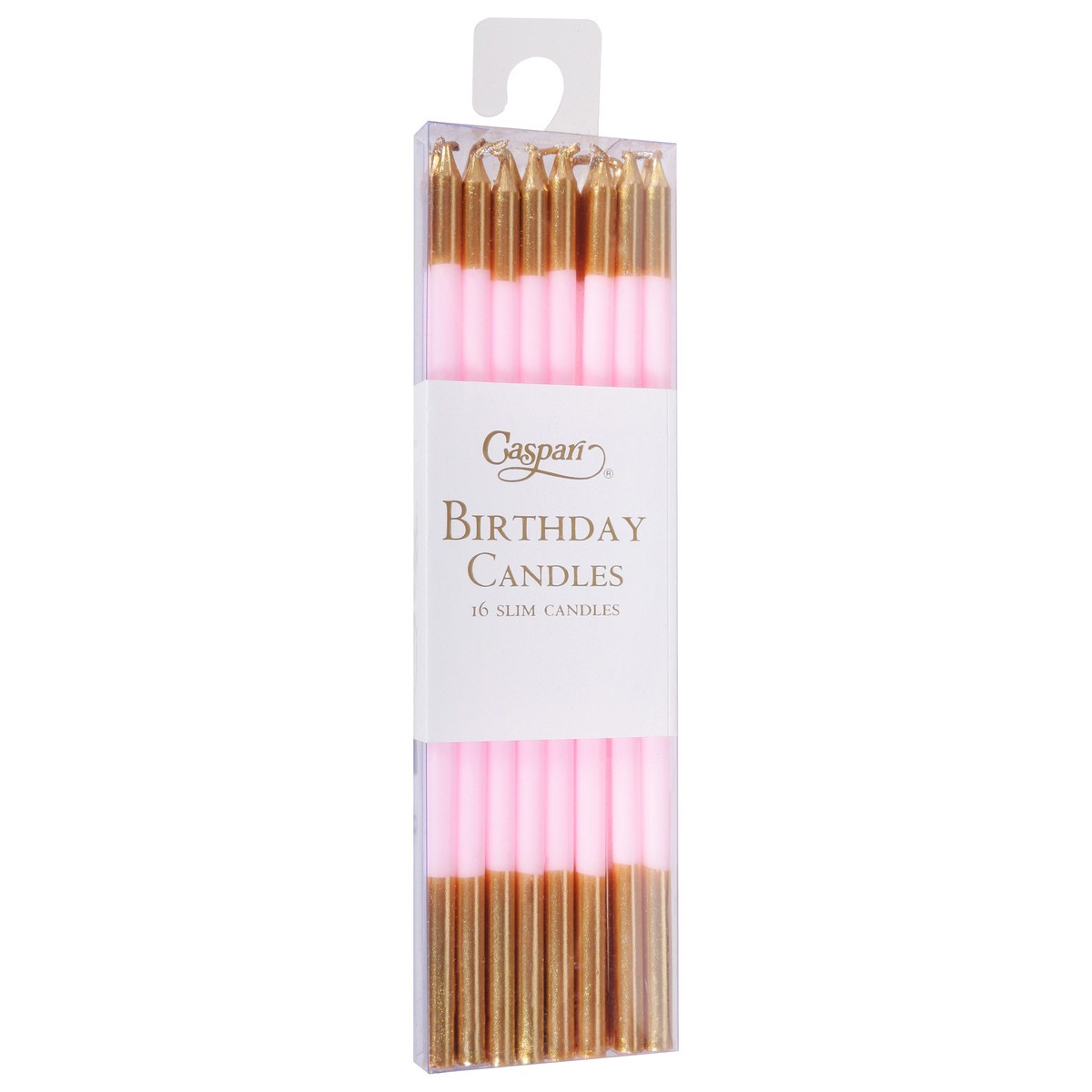 slide 3 of 11, Caspari Petal Pink/Gold Birthday Slims Candles 16 ea, 16 ct
