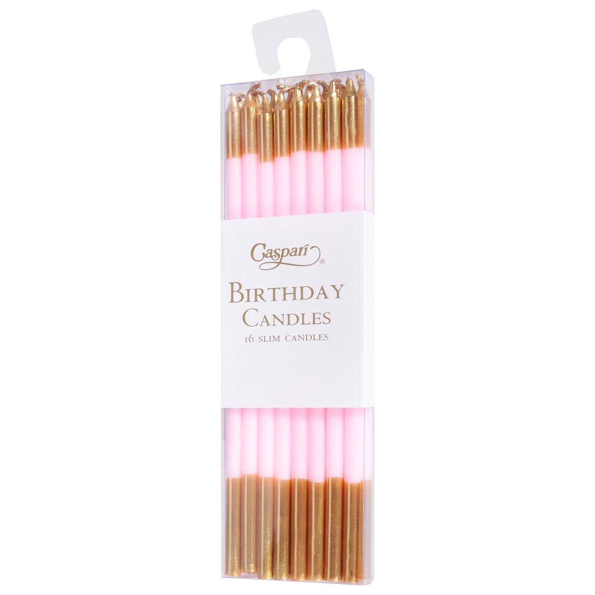 slide 4 of 11, Caspari Petal Pink/Gold Birthday Slims Candles 16 ea, 16 ct