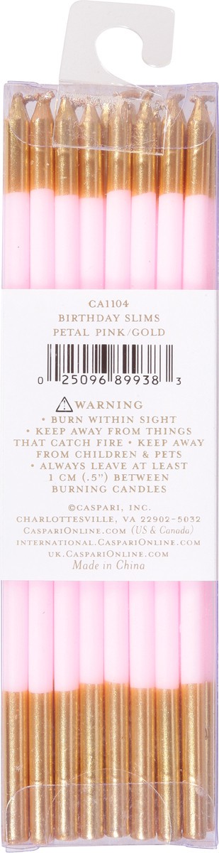 slide 5 of 11, Caspari Petal Pink/Gold Birthday Slims Candles 16 ea, 16 ct