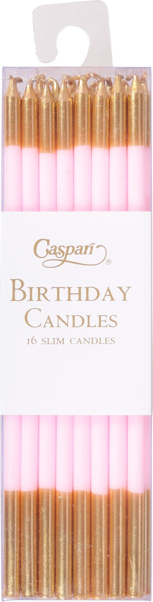 slide 7 of 11, Caspari Petal Pink/Gold Birthday Slims Candles 16 ea, 16 ct